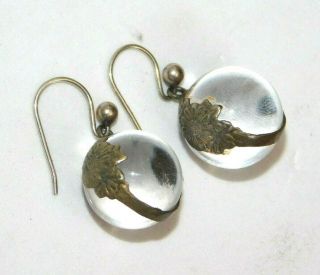 Antique,  Victorian,  Sterling Silver Rock Crystal Orb Pools Of Light Earrings