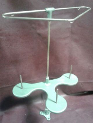Vintage Industrial Merrow Sewing 3 Spool Thread Metal Stand Holder.