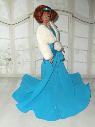 Vintage Barbie Going To The Ball Jacket W/ Orchid Hm Teal Evening Gown,  Heels