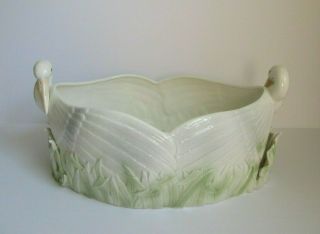 Vintage FITZ & FLOYD Crane Egret SWAN Fruit Bowl Banana Boat Centerpiece c 1981 3