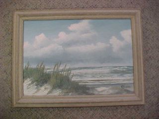 M Charles Donald Leary Outer Banks Dunes Seascape Vintage Oil Painting Framed