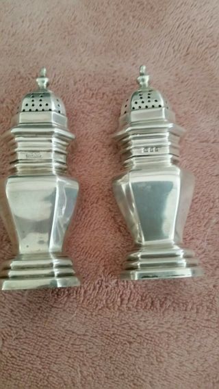 Pair Salt & Pepper Shakers Sterling Silver - Crichton & Co Ltd Made In England