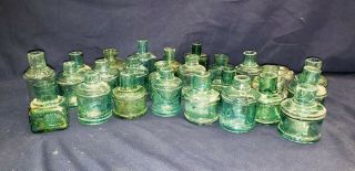 Antique Glass Ink Wells - Circa Late 1800 