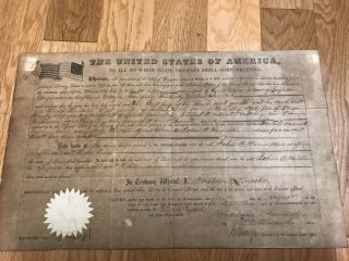 1864 United States Federal Land Deed Issued By President Abraham Lincoln.  Rare.