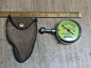 Rare Vintage Ford Model A Tire Pressure Gauge And Case In Fine