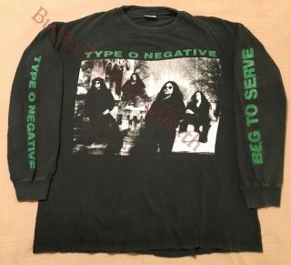 1993 Type O Negative Beg To Serve Long Sleeve Vtg T - Shirt Xl Bloody Kisses Tour