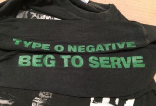 1993 Type O Negative Beg To Serve Long Sleeve Vtg T - Shirt XL Bloody Kisses Tour 5