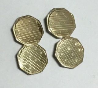 Vintage Solid 14k Yellow Gold Cufflinks Pair - 4.  7 Grams
