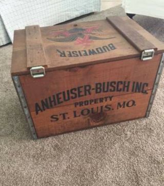 Vintage Budweiser Anheuser Busch Centennial Wooden Beer Crate Box 1876 - 1976