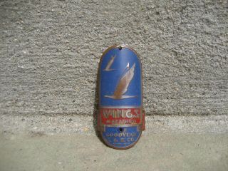 Vintage Wings Marathon Bicycle Head Badge Brass.  Goodyear T & R Co.