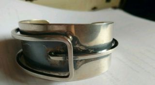 Vintage Jules Brenner Sterling Silver Buckle Cuff Bracelet