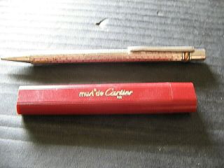 Vtg Must De Cartier Paris Silver/gold Retracting Ball Point Pen Vgc Rare Pattern