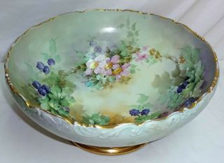 Vintage Limoges Hand Painted 13 " Punch Bowl