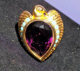 Avon Elizabeth Taylor Egyptian Style Ring Purple Turquoise Rhinestone Size 8 Nos