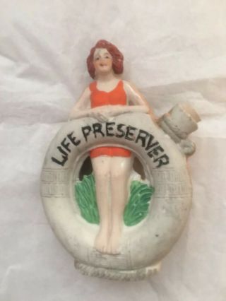 Vintage Luster Ware Made In Japan Flask Life Preserver.  Rare