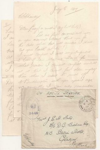 Wwi Frontline Letter.  25th Division Bef.  Surgeon.  Military Cross.  France 1917.
