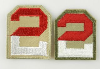 2 Wwii Us 2nd Army Patch Military Badge Different Variation Khaki T70e6