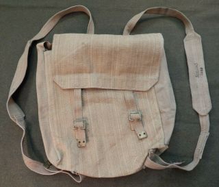 Wwii / Ww2 British Army Field Pack,  Khaki Canvas,  Dated 1942 With Shoulder Strap