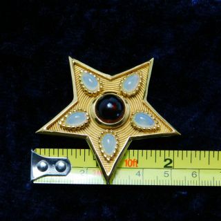 Vintage Crown Trifari Star Brooch Red & Opaque White Jelly Cabochons Trifarium 5