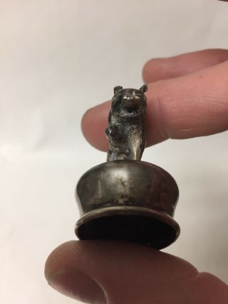 ANTIQUE STERLING SILVER FIGURAL BEAR BOTTLE CORK STOPPER CAP LID TOP 8