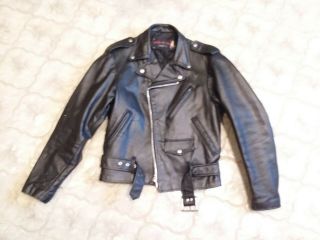 Vintage Schott Men’s Black Leather Biker,  Punk Motorcycle Jacket Size 38