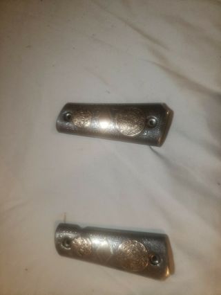 Vintage.  925 Sterling Silver And 10k Gold 1911 Pistol Grips