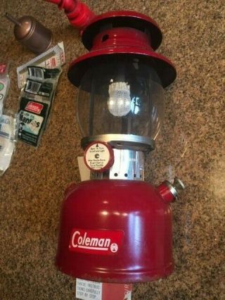 Vintage Coleman 200A Gas Lantern dated 10/61 with funnels mantels and case 5
