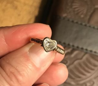 Rare Heart - Shaped Diamond Solitaire In 14k Yellow Gold,  0.  3 - Ct Diamond Setting