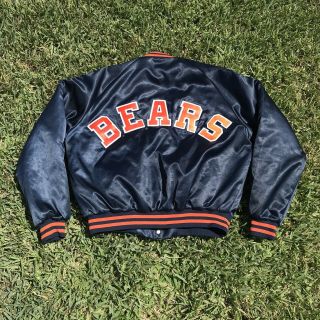 Vintage Chicago Bears Nfl Double Sided Satin Jacket Chalk Line Sz Men’s Xl