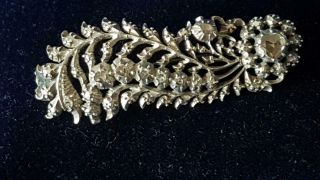 Finest Quality Sterling Silver Diamond & Marcasite Art Deco Flower & Leaf Brooch