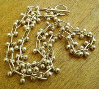 Vtg 925 Silver Heavy Chunky Mens/ladies Modernist T - Bar Chain Necklace 70g 19.  5 "