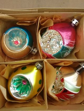 Vintage 1960s/70 ' s Poland Indent Glass Christmas Ornaments 2