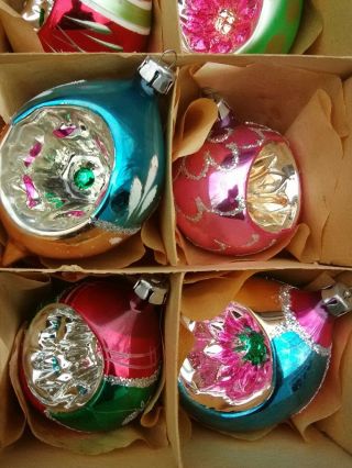 Vintage 1960s/70 ' s Poland Indent Glass Christmas Ornaments 4