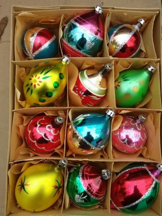 Vintage 1960s/70 ' s Poland Indent Glass Christmas Ornaments 6