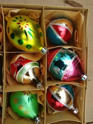 Vintage 1960s/70 ' s Poland Indent Glass Christmas Ornaments 7