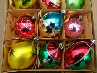 Vintage 1960s/70 ' s Poland Indent Glass Christmas Ornaments 8