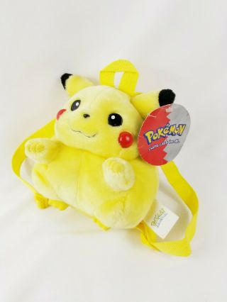 Vintage 1999 Pokemon Pikachu Backpack Plush Bag Nintendo Licensed Tags