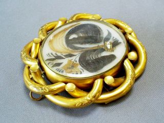 LARGE ANTIQUE VICTORIAN PINCHBECK SWIVEL MOURNING BROOCH HAIR LOCKET / 50.  2g 5