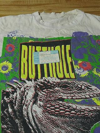 1991 Rare Butthole Surfers Iguana Tour T - Shirt W Lollapalooza Ticket Stub Worn