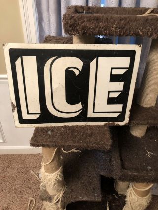 Vintage Ice Metal Sign 20 Inches By 14 Inches Old Sign
