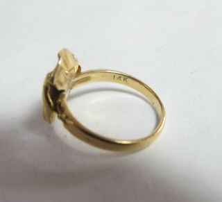 VINTAGE 14K SOLID GOLD HAND MADE RING OF A FLOWER WITH NATURAL DIAMOND 3