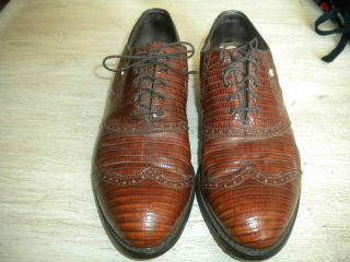 Vintage Footjoy Classics Brown Lizard Golf Shoes 12 D