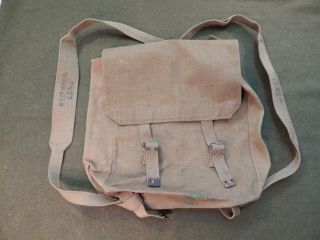 Wwii / Ww2 British Army Field Pack,  Khaki Canvas,  Dated 1941 With Shoulder Strap