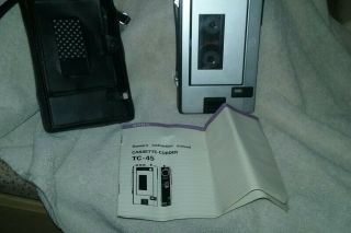 Vintage Sony Tc - 45 Tape Recorder Cassette Player W/ Case/instructions