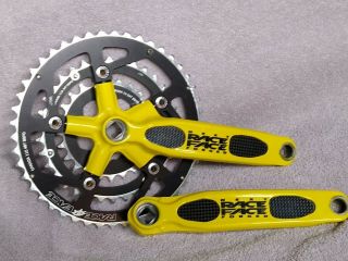 Vintage Race Face Next Forged Triple 175 46/34/24 Square Taper Yellow Crank Set