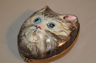 Vintage Limoges French Figural Trinket Box – Cat Head 3