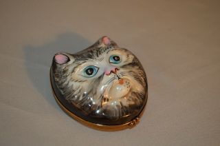 Vintage Limoges French Figural Trinket Box – Cat Head 4