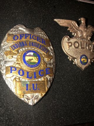 Obsolete Vintage Police Badge Indiana University Plus Hat Badge Look