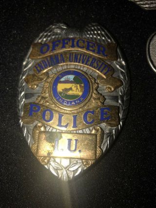 OBSOLETE Vintage Police Badge Indiana University Plus Hat Badge LOOK 2