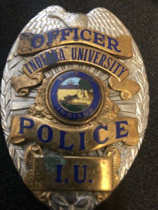 OBSOLETE Vintage Police Badge Indiana University Plus Hat Badge LOOK 3
